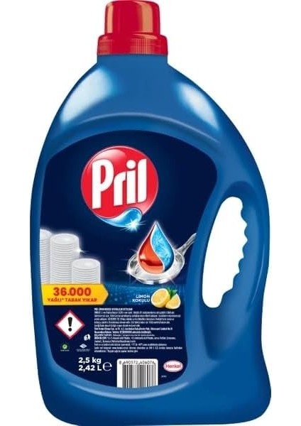 Pril Limon Kokulu 2.5 kg Elde Yıkama Sıvı Bulaşık Deterjanı 1 x 2418 ml , Limon 2.5kg