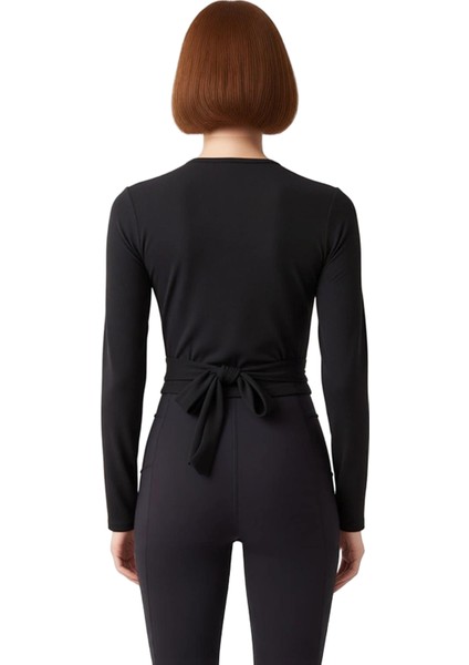 Kadınlar Için V Yaka Uzun Kollu Örme Dalgıç Kumaş Crop Spor Üst Kaliteli Şık Rahat Modern Zarif modelleri