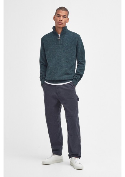 Essential Lambswool Half Zip Kazak GN95 Seaweed modelleri