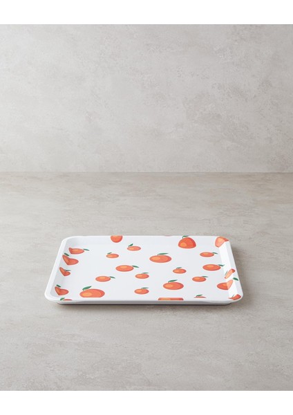 Orangeis Plastik Tepsi Beyaz - Turuncu, 35.79 x 28.7 x 6.4 cm