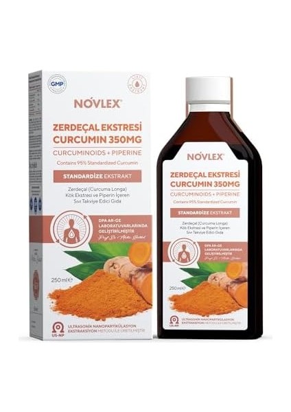 Novlex Zerdeçal - Curcumin (Turmeric) ve Piperin Ekstraktı (Ekstresi) Içeren Sıvı Takviye Edici Gıda 250 ml