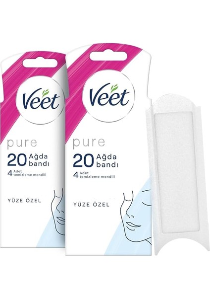 Pure Hipoalerjenik Yüz Ağda Bandı, (2 x 20 Adet)