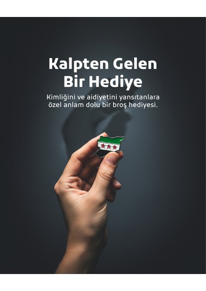 Suriye Haritası Içinde Yeni Bayrağı Harita Şekli Unisex Yaka Mineli Rozeti 29 mm A300028