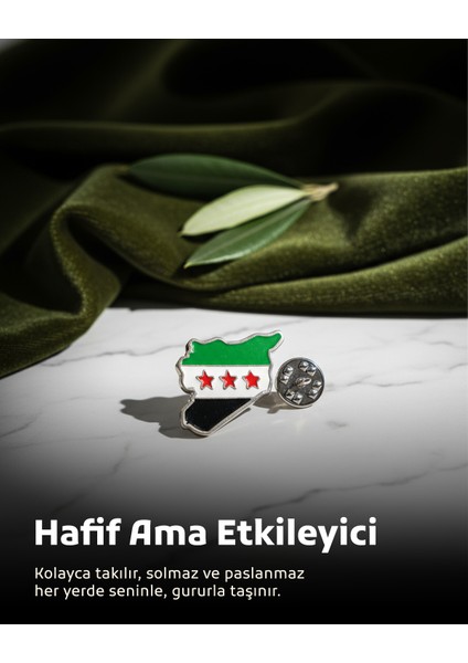 Suriye Haritası Içinde Yeni Bayrağı Harita Şekli Unisex Yaka Mineli Rozeti 29 mm A300028 fiyatları