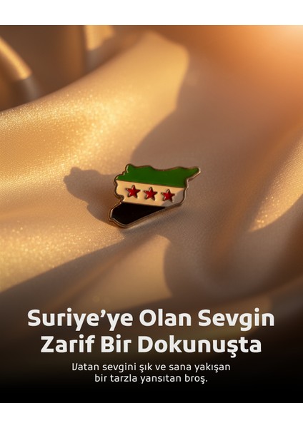 Suriye Haritası Içinde Yeni Bayrağı Harita Şekli Unisex Yaka Mineli Rozeti 29 mm A300028 modelleri