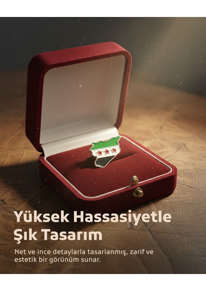 Suriye Haritası Içinde Yeni Bayrağı Harita Şekli Unisex Yaka Mineli Rozeti 29 mm A300028 fırsatları