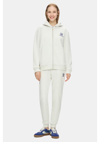 Esther Kemik Rengi Fermuarlı ve Cepli Nakışlı Loose Fit Kadın Sweatshirt indirimleri