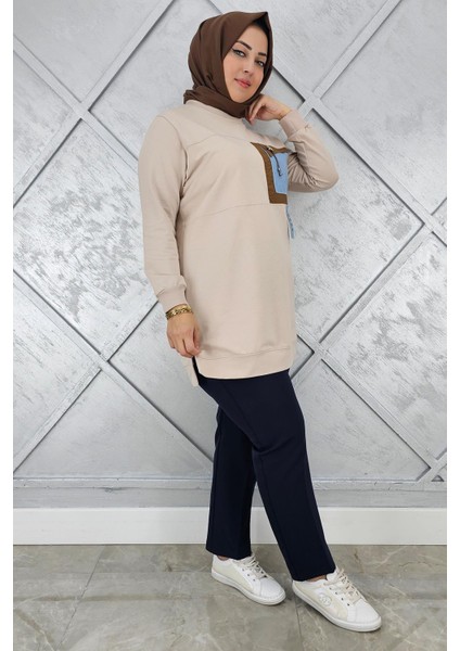 Kadın Kombinli Sallantı Aksesuar Detaylı Tesettür Tunik fiyatları