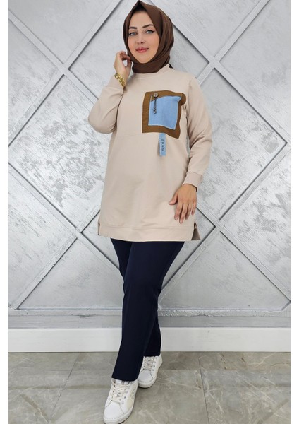 Kadın Kombinli Sallantı Aksesuar Detaylı Tesettür Tunik modelleri