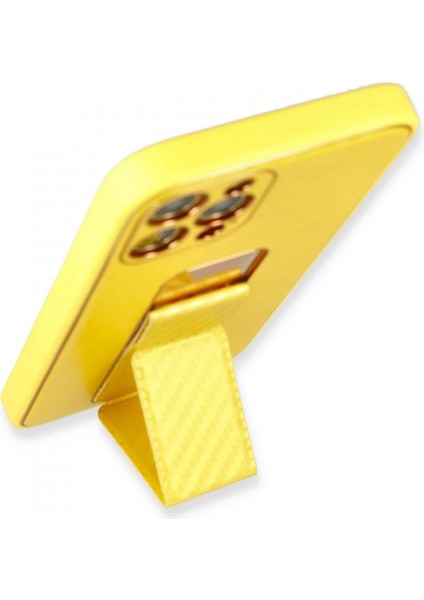 iPhone 12 Pro Max Kılıf Coco Karbon Standlı Kapak - Sarı fırsatları