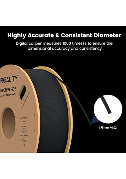Hyper Pla Filament 1,75 Mm, Resmi Siyah Filament Pla 3D Yazıcı Için, Yüksek Hızlı Baskı Için, Uzun Ömürlü ve Dayanıklı, Boyut +/-0,03 Mm, 1 Kg, Siyah fiyatları