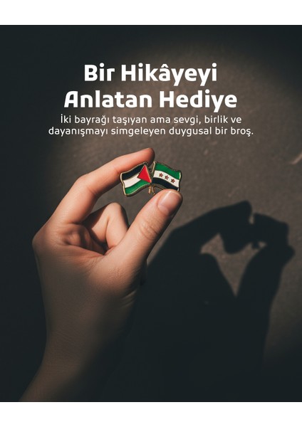 10'lu Suriye ve Filistin Bayarkları Simgesi Altın Renkli Özel Tasarımlı Unisex Yaka Rozeti A300031-10 fiyatları