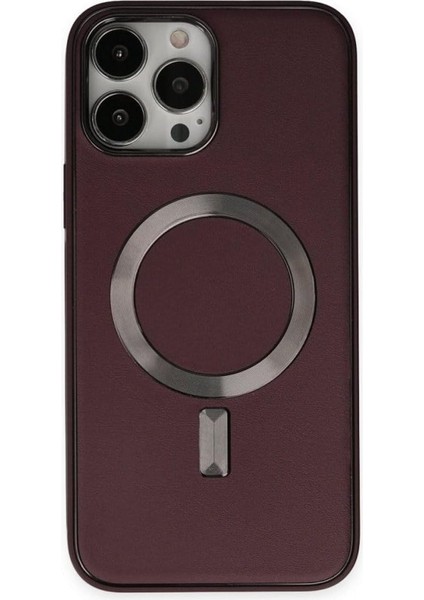 14 Pro Max ile Uyumlu Bordo Coco Deri Silikon Telefon Kılıfı