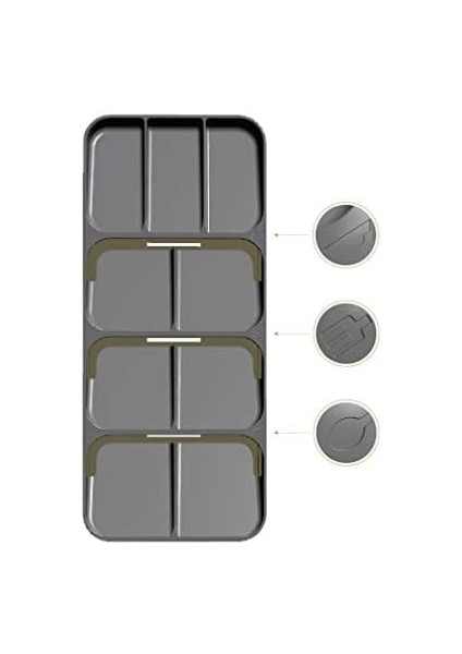 50804 9 Bölmeli Çekmece Kaşıklık, Gri fiyatları