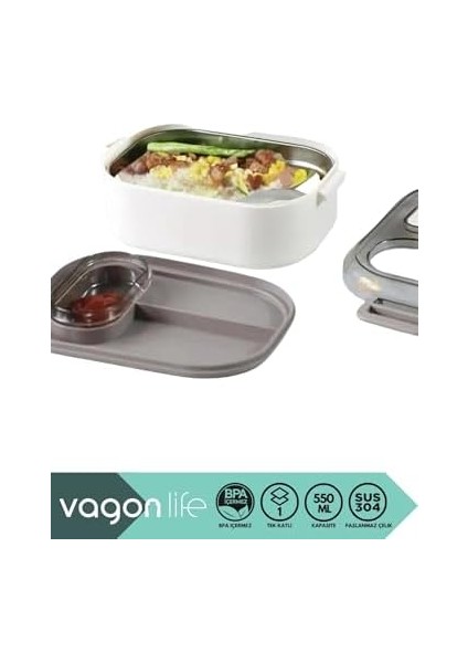 Bento 550ML Lunchbox Tek Katlı Bölmesiz Çelik Sefer Tası Yemek Kutusu (Pembe) fiyatları