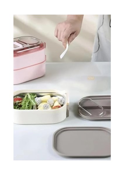 Bento 550ML Lunchbox Tek Katlı Bölmesiz Çelik Sefer Tası Yemek Kutusu (Pembe) modelleri