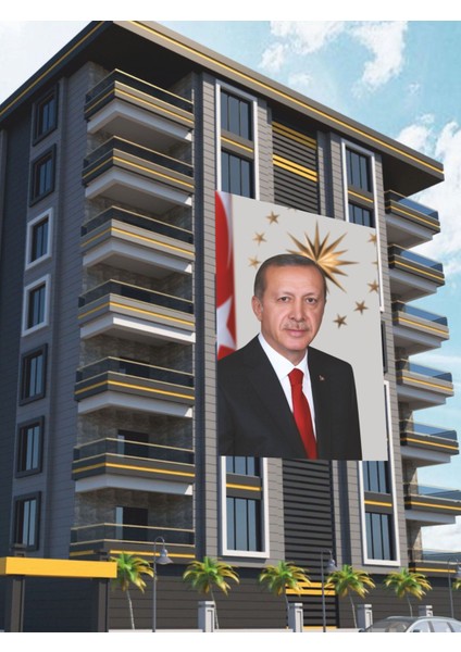 Cumhur Başkanı Recep Tayyip Erdoğan Rte Poster Bayrak Flaması Raşel Kumaş 300X450CM