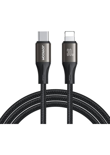 SA25-CL3 Işık Hızı Serisi Şarj Verileri Tip-C Yıldırım Kablosu 30W, 1.2m - Siyah