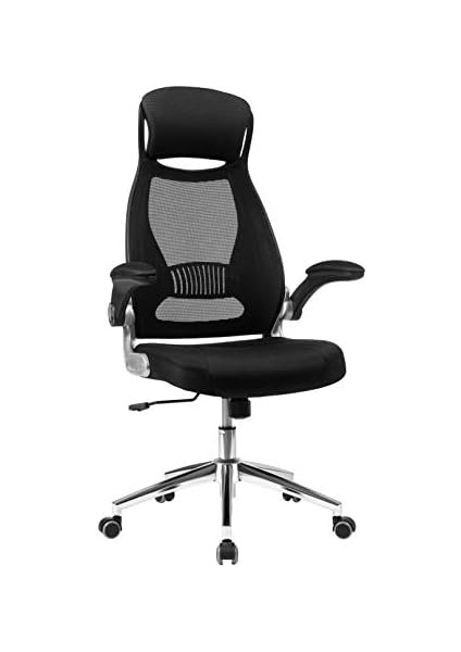 Ofis Koltuğu, Döner, Yönetici Koltuğu, Başlıklı Ofis Döner Koltuğu, Katlanabilir Kolçaklar, Sallanma Fonksiyonu, Siyah OBN86BK, 64 x 54 x (113-123) cm modelleri