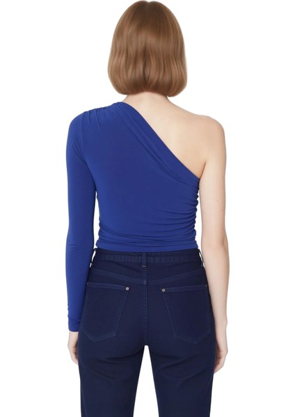 Rahat ve Şık Örme Crop Bluz Tek Kol Uzun Kollu Asimetrik Yaka Özenle Seçilmiş modelleri