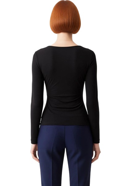 Kadınlar Için Zarif Aksesuarlı Vücuda Oturan Esnek Uzun Kollu Üst Kaliteli Şık Rahat Modern fiyatları