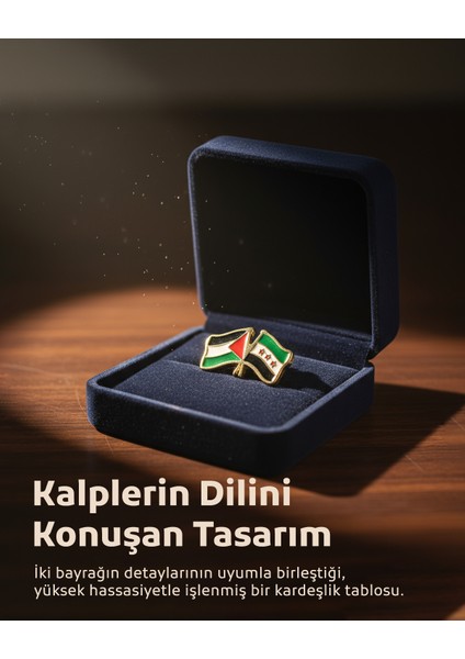 10'lu Suriye ve Filistin Bayarkları Simgesi Altın Renkli Özel Tasarımlı Unisex Yaka Rozeti A300031-10 indirimleri