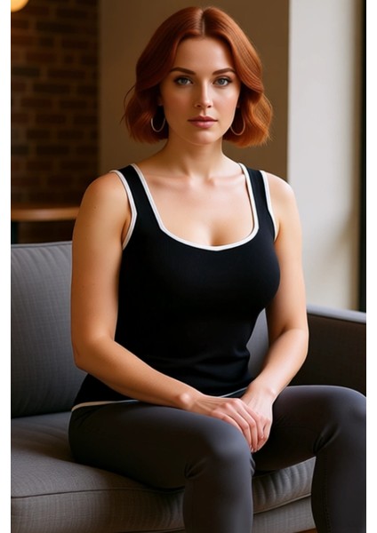 Kadın Kahverengi Kare Yaka Bodycon Ince Triko Bluz Kalın Askılı Günlük Kullanım Için Ideal fiyatları