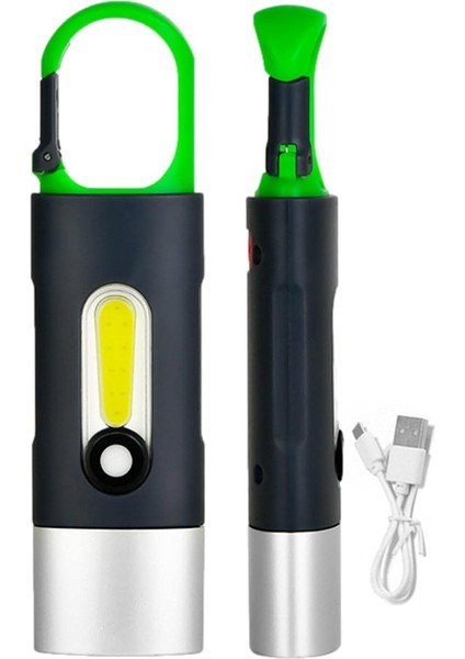 USB Type-C Şarjlı LED Anahtarlık | 3W + Cob Işık, 400 Lümen, Karabinalı, Mini Torch, Taşınabilir Şarj Edilebilir El | Kamp, Acil, Kullanım Için