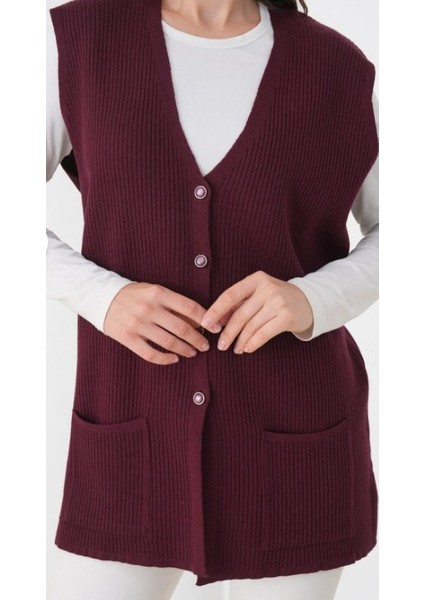 Kadın Anne Büyük Beden Fitilli Yün Triko Yelek modelleri