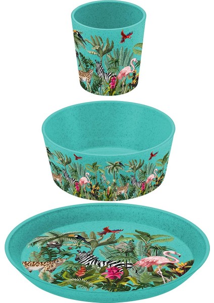 Turkuaz Orman Desenli 3lü Set