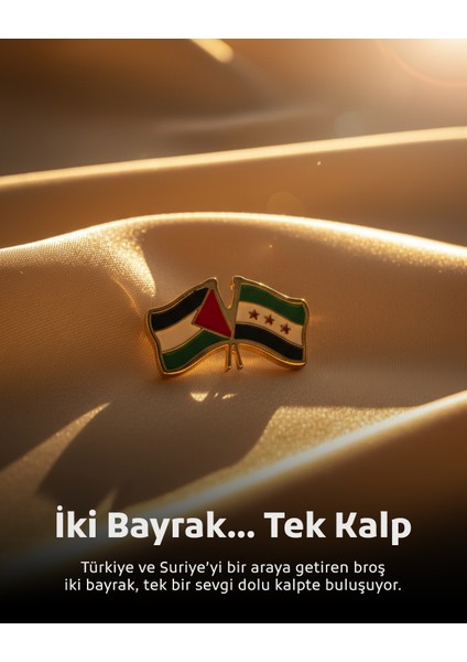 Suriye ve Filistin Bayarkları Simgesi Altın Renkli Özel Tasarımlı Unisex Yaka Rozeti A300031 fırsatları