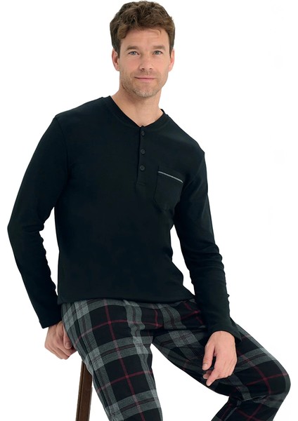 Over Sleep 2233 Erkek Kışlık Interlok Pijama Takım