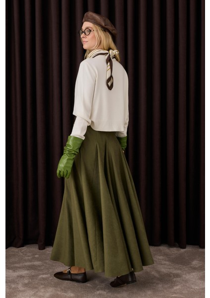 Volanlı Süet Etek Yosun fırsatları