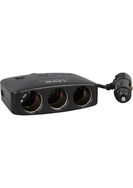 1636 12-24V Çift USB Girişli 100W 70 cm Kablolu 3'lü Araç Çakmak Çoklayıcı fiyatları