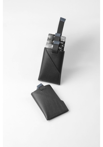 Hakiki Deri Minimalist Ince Kartlık - 2511 - Siyah/parlement