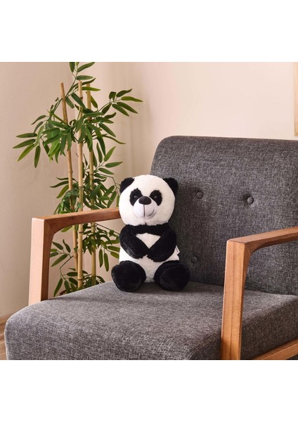 Soft Panda Figürlü Yastık - Siyah / Beyaz - 35 cm