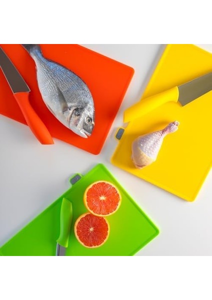 1076 Bıçaklı Çoklu Kesme Tahtası Seti - Et Sebze Balık Doğrama Tahtası Seti - Beyaz fiyatları