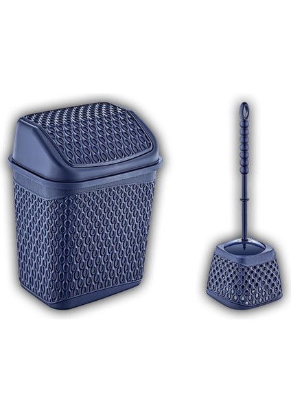 Katre Çöp Kovası ve Klozet Fırçası Lacivert