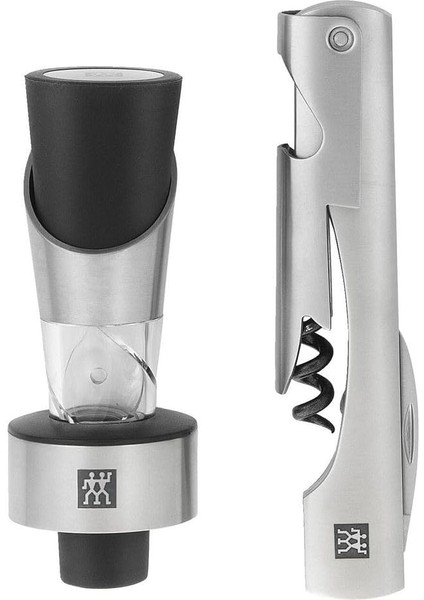 Sommelier Tirbuşon Seti, Paslanmaz Çelik, Metalik Gri, 2 Parça