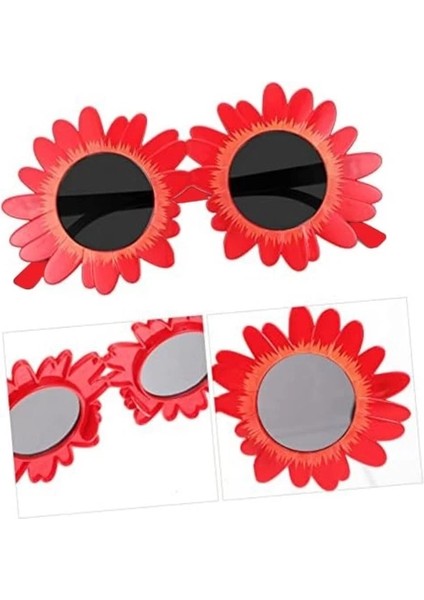Kırmızı Renk Papatya Şekilli Parti Gözlüğü