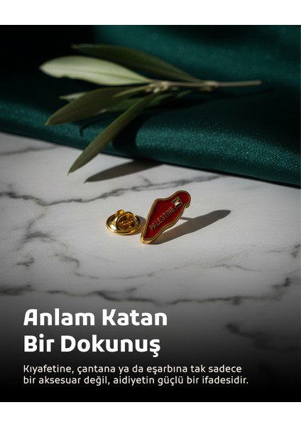 Filistin Haritası Içinde Bayrak & "palestıne" Kırmızı Rengi Yaka Rozeti A300047