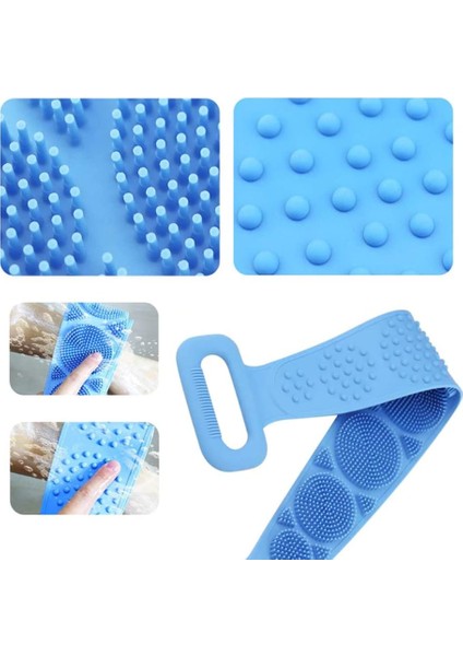 Ecoform Çift Taraflı Silikon Banyo Sırt Kesesi Duş Lifi Tükenmez Lif Mavi 60 cm fiyatları