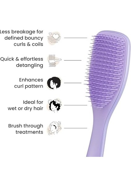 Tangle Teezer Doğal Kıvırcık Nihai Dolaşık Açıcı Fırça, Kuru ve Islak Saç Fırçası Detangler, 3c Ila 4c Saçlar Için, Mor Tutku