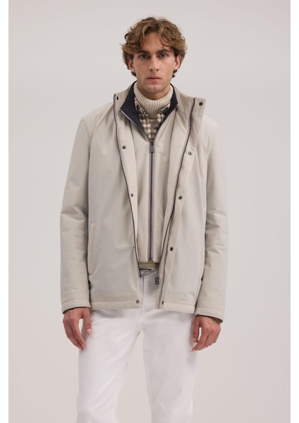 Bej Comfort Fit Hakim Yaka Mont