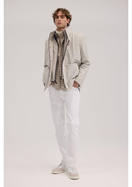 Bej Comfort Fit Hakim Yaka Mont fiyatları