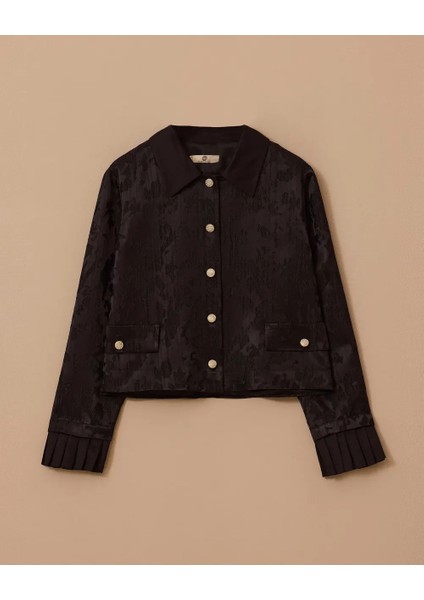 10002521111020 Önden Düğmeli Jakar Kumaş Kol Ucu Piliseli Şık Ceket indirimleri