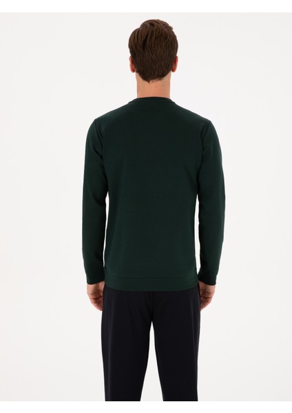 Erkek Koyu Yeşil Regular Fit Baskılı Bisiklet Yaka Sweatshirt 50311402-VR079 indirimleri