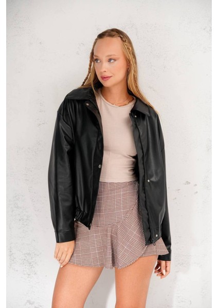 Oversize Siyah Deri Ceket - Trend Alarmı ???? indirimleri