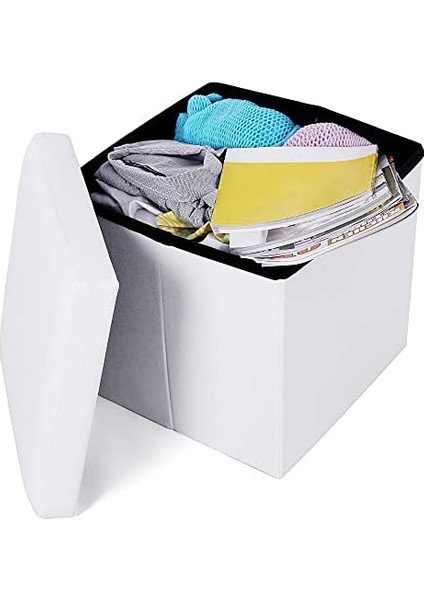 Depolama Alanlı Tabure, 300 Kg&apos;a Kadar Dayanıklı, Beyaz, 38 x 38 x 38 Cm, LSF103 modelleri