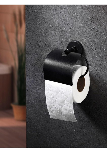 Haus Yapışkanlı Siyah Geniş Kapaklı Tuvalet Kağıtlığı Wc Kağıtlık Tuvalet Kağıdı Askısı